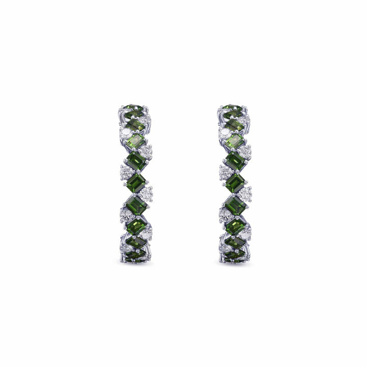 LEIBISH Green Tourmaline &amp; Diamond Hoop Earrings Brand Earrings