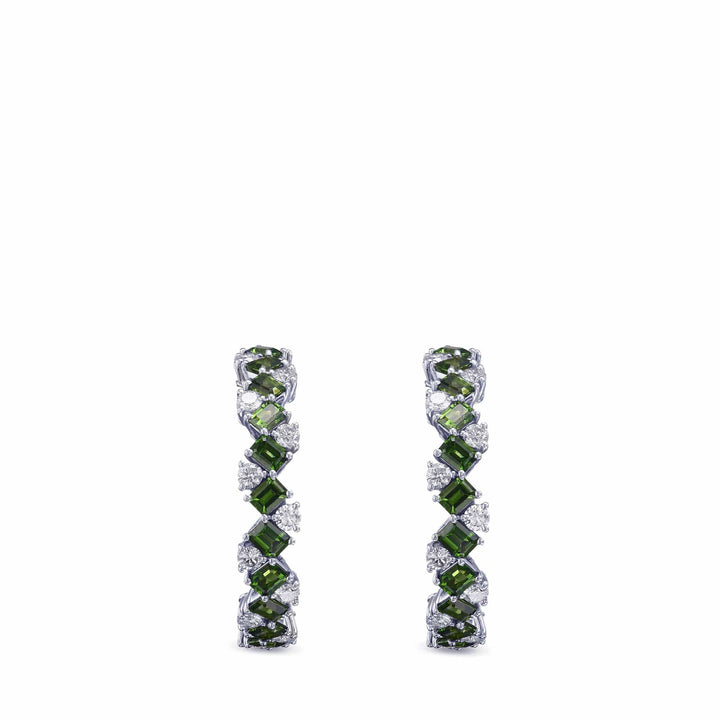 Tourmaline and Diamond Hoop Earrings Brand Earrings