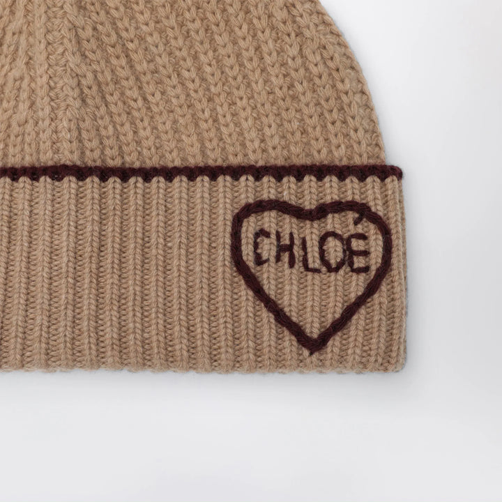 Chloé - Encoeur wool and cashmere beanie in bleached brown Brand Hats U