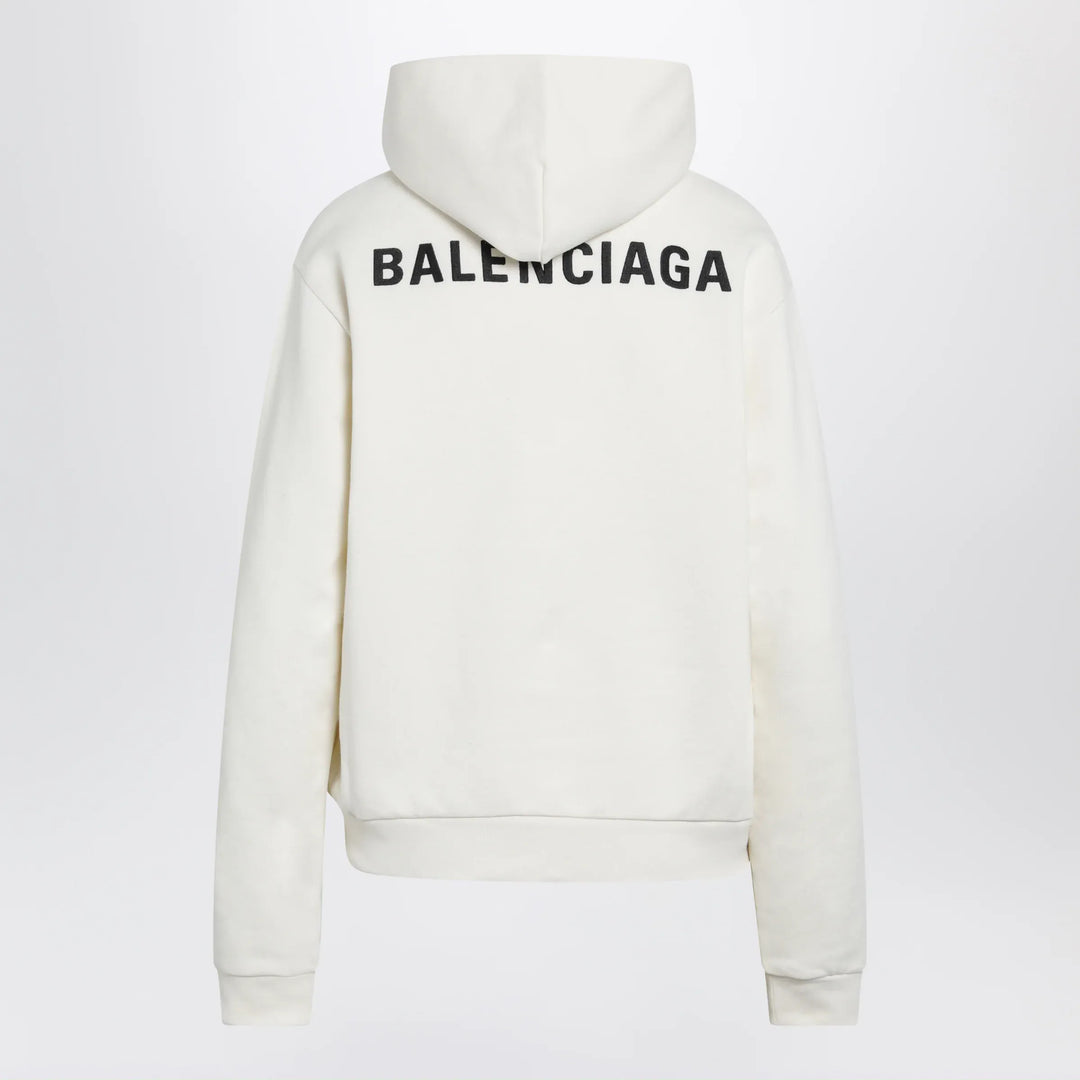 Balenciaga - Medium-fit embroidered hoodie in dry fleece, cream Brand Hoodie