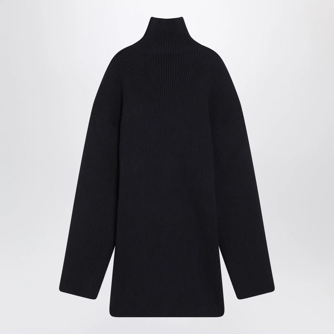 Balenciaga - Pinched navy mini dress in wool and cotton Brand Mini Dress
