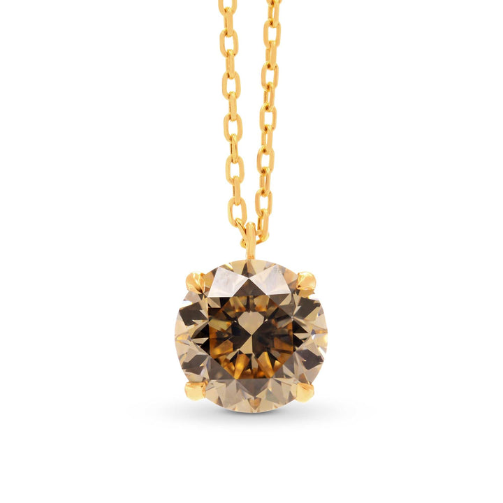 Light Brown Round Diamond Solitaire Pendant Brand Necklace