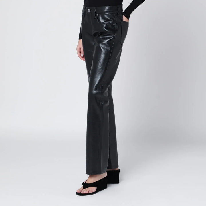 AGOLDE - Black faux leather trousers Low Rise Slim Brand Pants 24