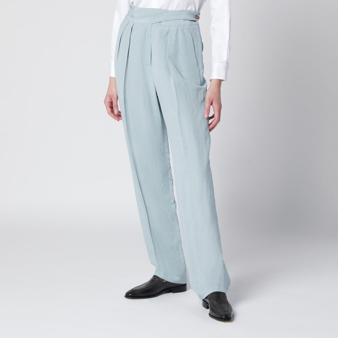 Pants Blazé Milano - Tomo light blue trousers in silk and linen Brand