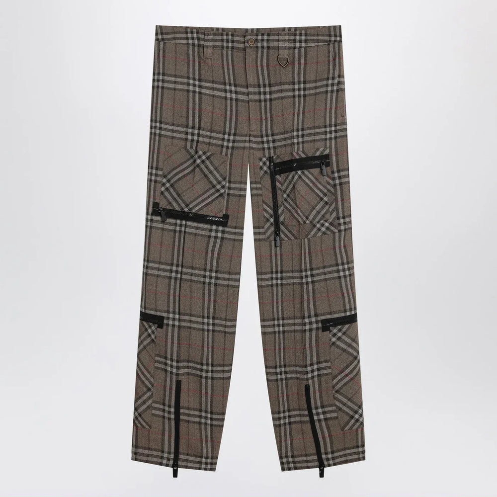 Burberry - Cargo pants check pattern in silk blend Brand Pants 46 IT