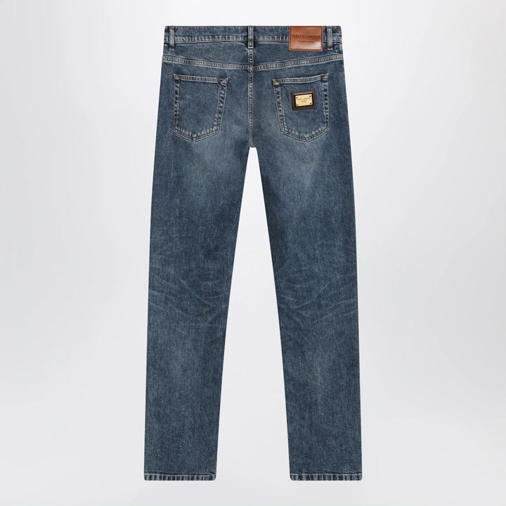 Dolce&amp;Gabbana - Slim-Fit Blue Washed Denim Jeans Brand Pants