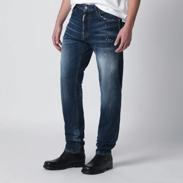 Dsquared2 - Washed blue Teddy jeans with paint splatters Brand Pants