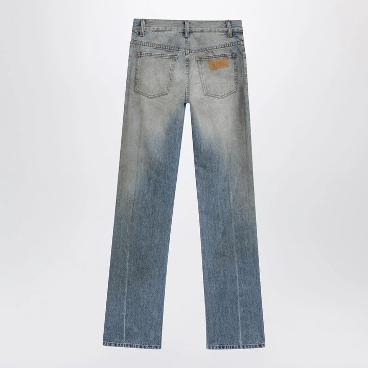 MM6 Maison Margiela - Straight-leg high-waist cotton jeans in medium blue Brand Pants