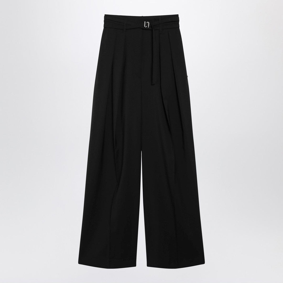 Pants Sportmax - Black wide-leg stretch-wool trousers Brand
