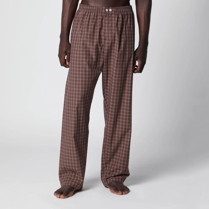 Tekla - Serra-colored cotton pajama pants with check pattern Brand Pants S