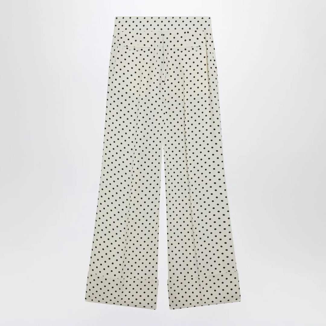 Valentino - Ivory supergran trousers with Plusdepois print Brand Pants