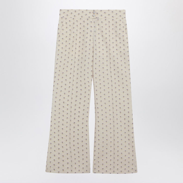 Pants Valentino - Ivory trousers with floral pattern Brand