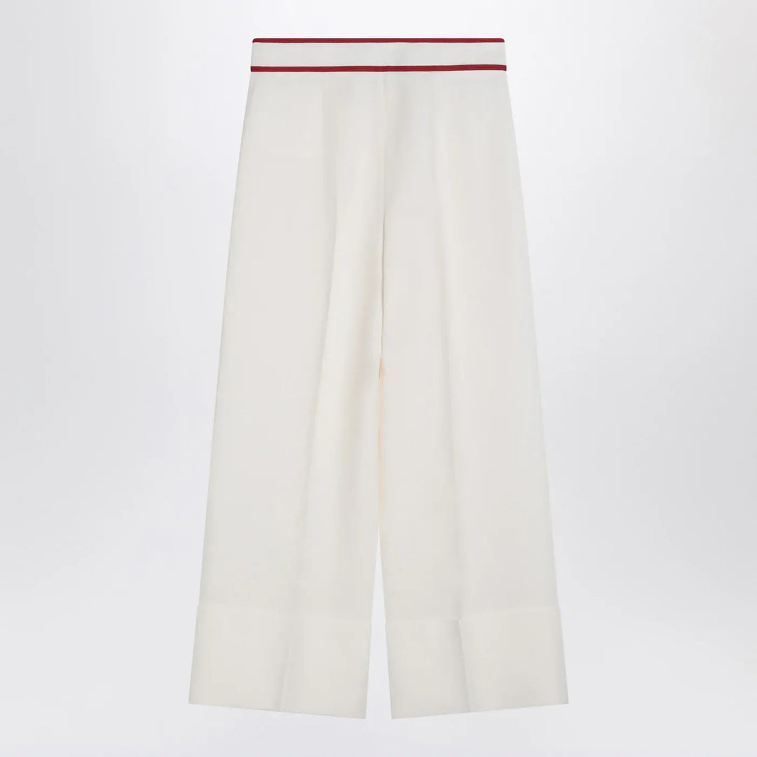 Valentino - Ivory trousers with Gold V Brand Pants 42  IT