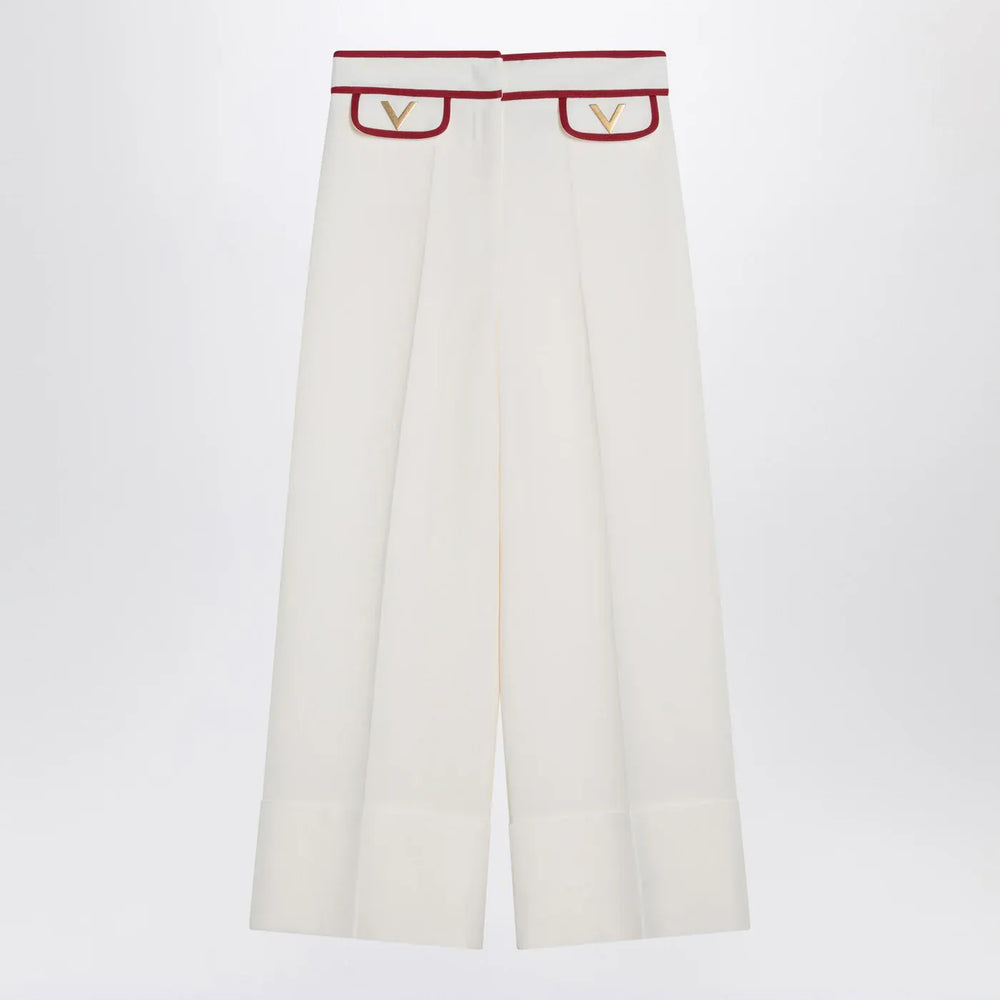 Valentino - Ivory trousers with Gold V Brand Pants 42  IT