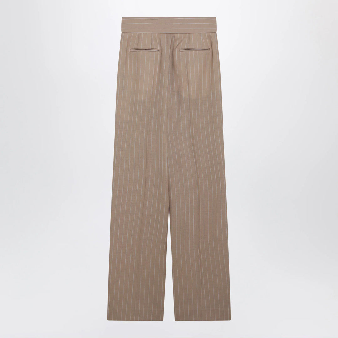 Valentino - Mud-colored pinstripe wool trousers Brand Pants 42  IT