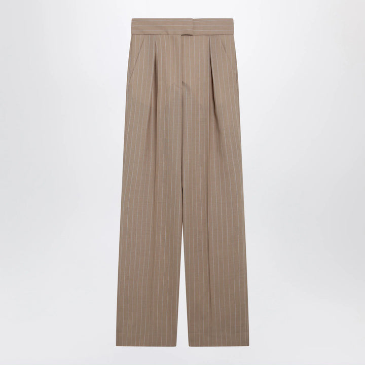 Valentino - Mud-colored pinstripe wool trousers Brand Pants 42  IT