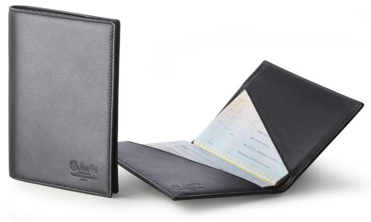 Italian Luxury Group Passport Holder Men's Black Italian Leather Passport Holder Brand