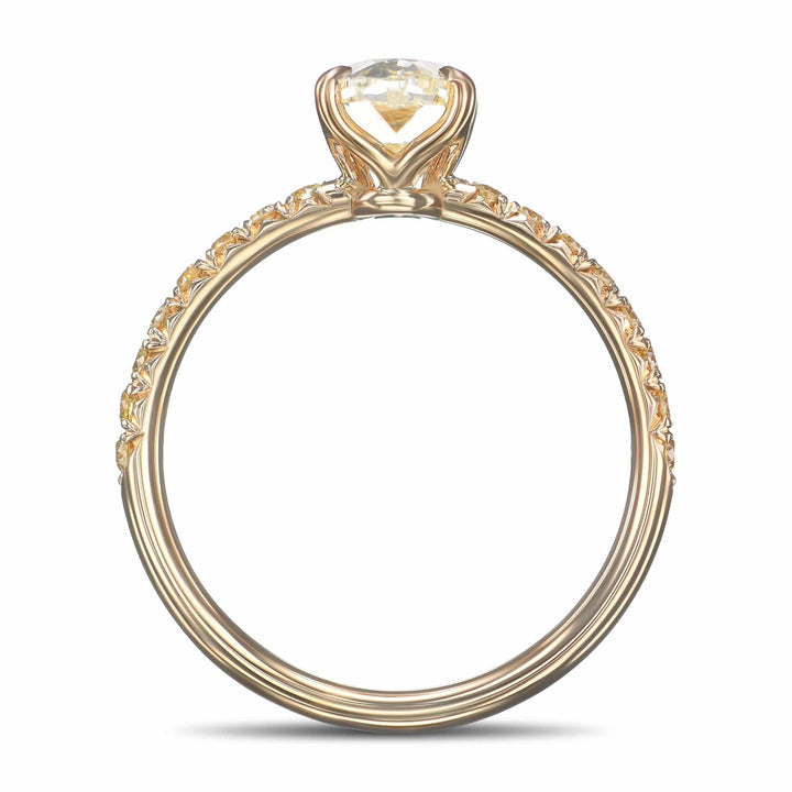 LEIBISH 1.36ct Light Yellow Oval Diamond Side-Stone Ring Brand Ring