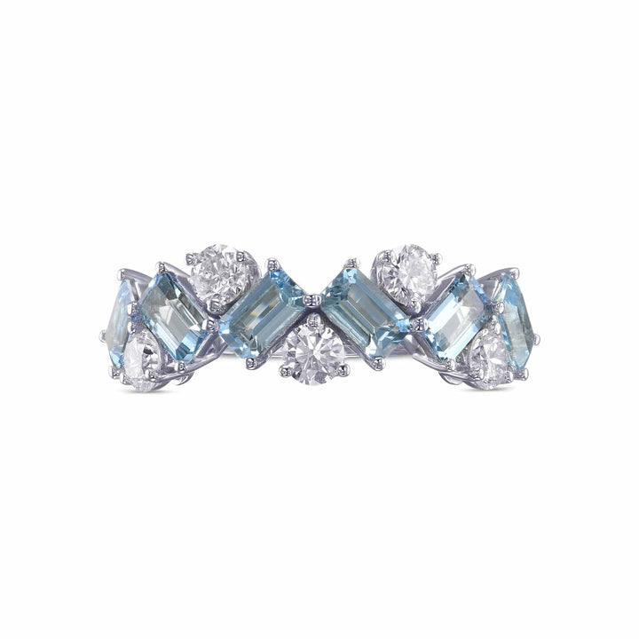 LEIBISH Aquamarine &amp; Diamond Band Ring Brand Ring