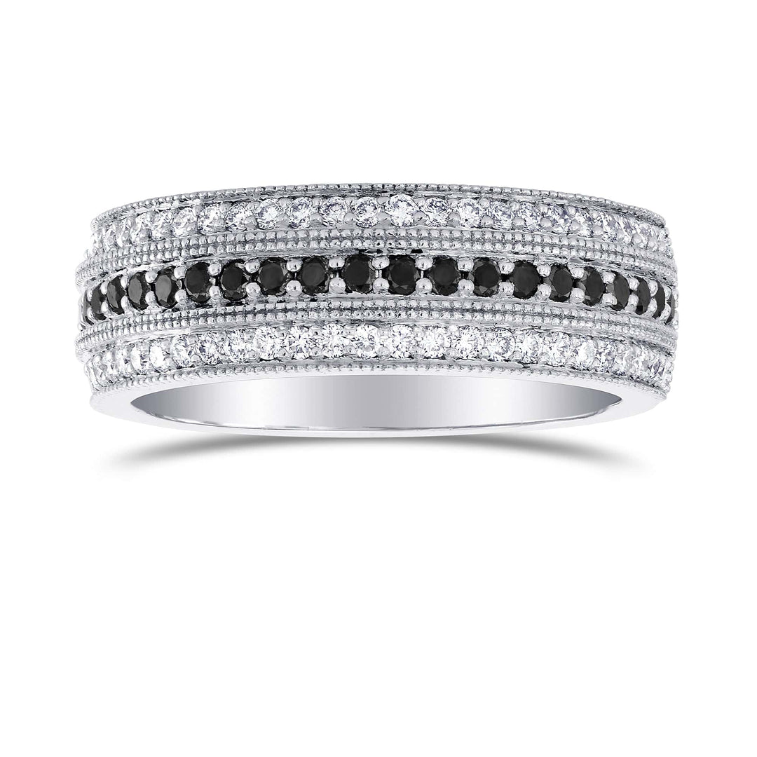 Wide Black Diamond Milgrain Band Ring Brand Ring