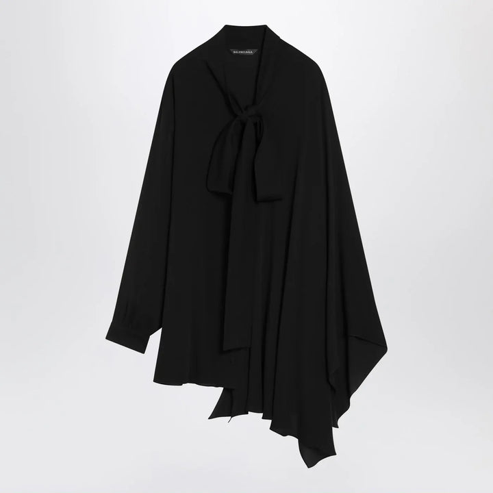 Balenciaga - Asymmetric black silk blouse with scarf Brand Scarf 36  FR