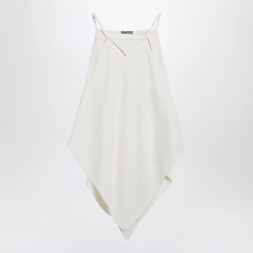 Balenciaga - Scarf-inspired wool and silk crepe top in ivory Brand Scarf 36  FR