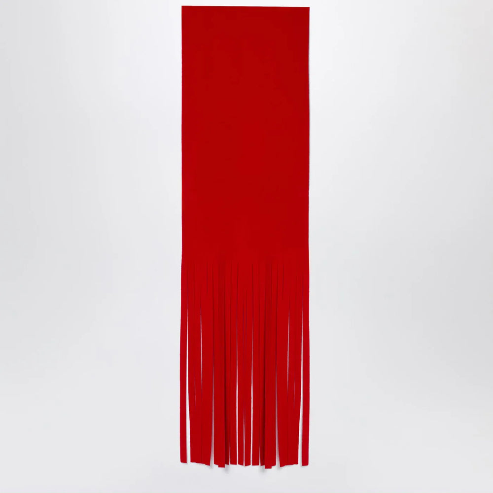 Sportmax - Red Wool Scarf with Fringes Brand Scarves & Shawls TU