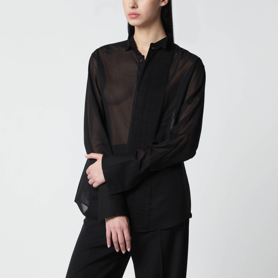 Shirts & Tops 6397 - Black micro-pleated shirt Brand