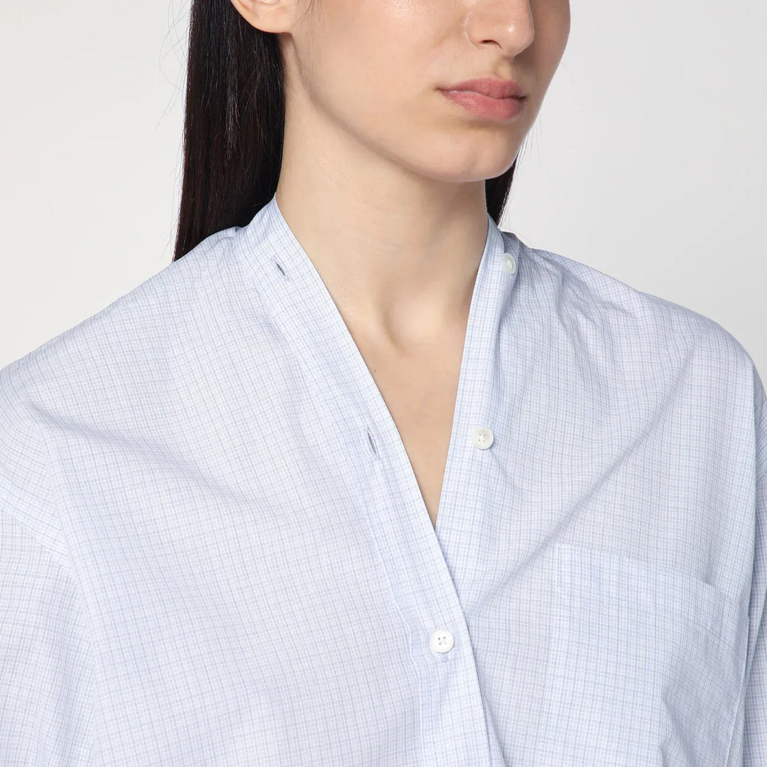 6397 - Light blue checkered cotton shirt Brand Shirts &amp; Tops L