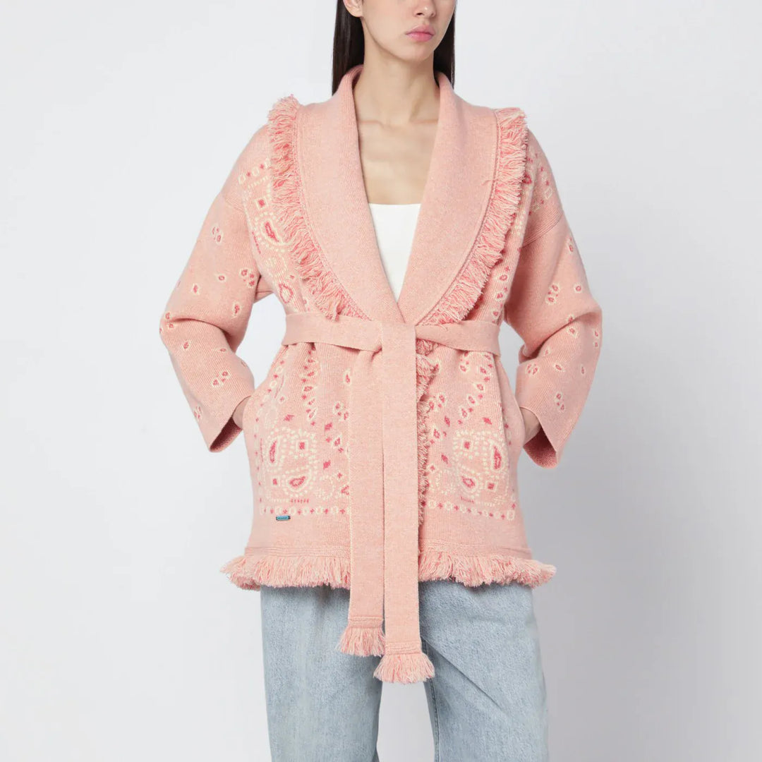 Alanui - Salmon pink paisley cardigan Brand Shirts &amp; Tops XS