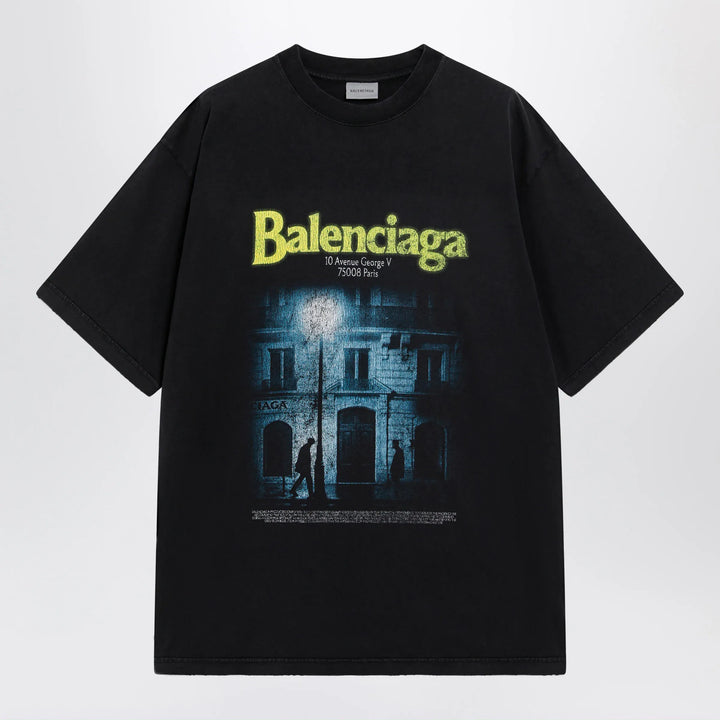 Balenciaga - The Address men’s regular-fit T-shirt in faded black cotton Brand Shirts &amp; Tops M