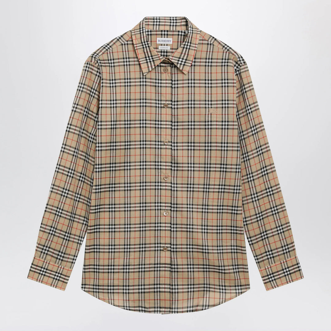 Burberry - Beige cotton shirt with Check pattern Brand Shirts &amp; Tops 6 UK