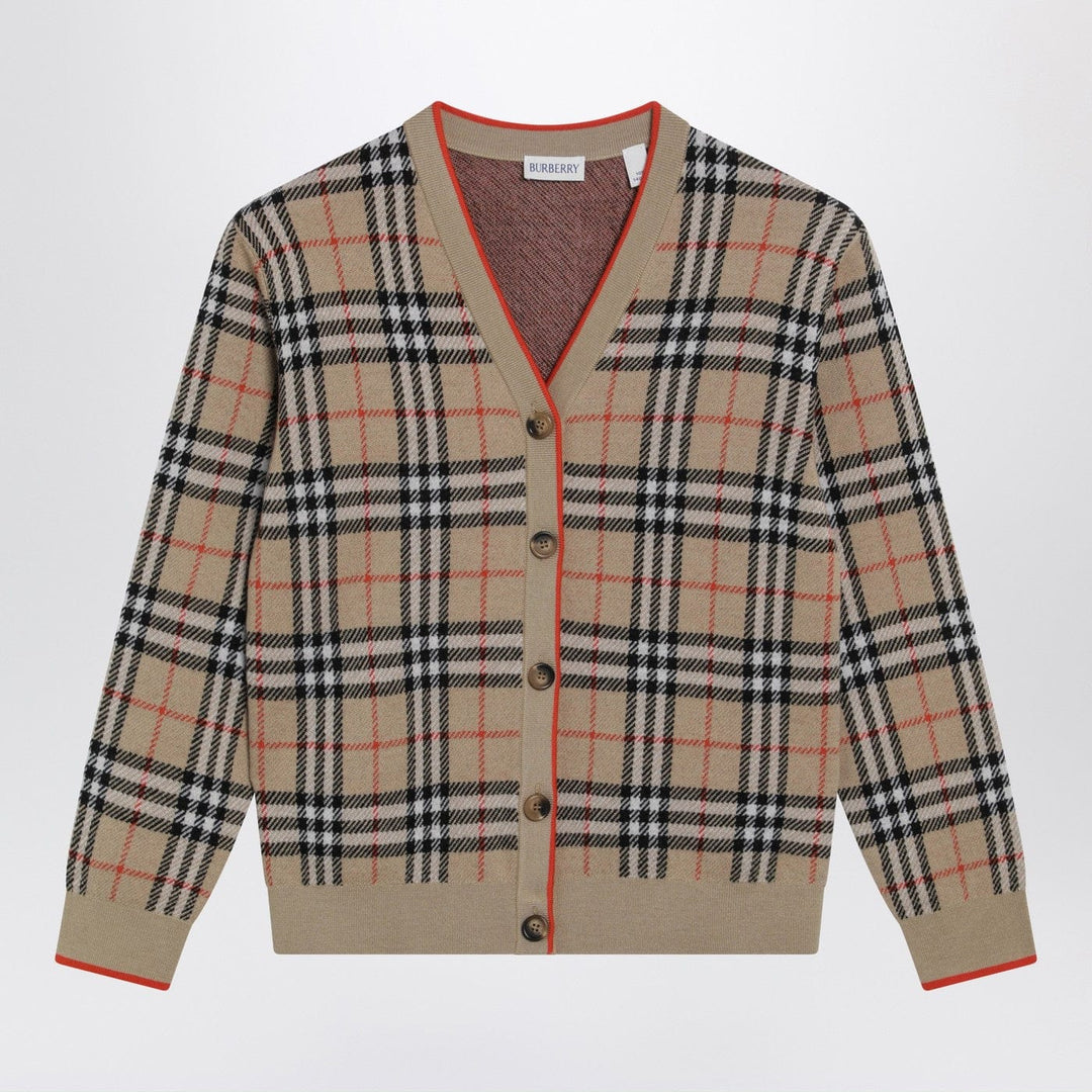 Shirts & Tops 10 Burberry - Beige wool cardigan with Check motif Brand