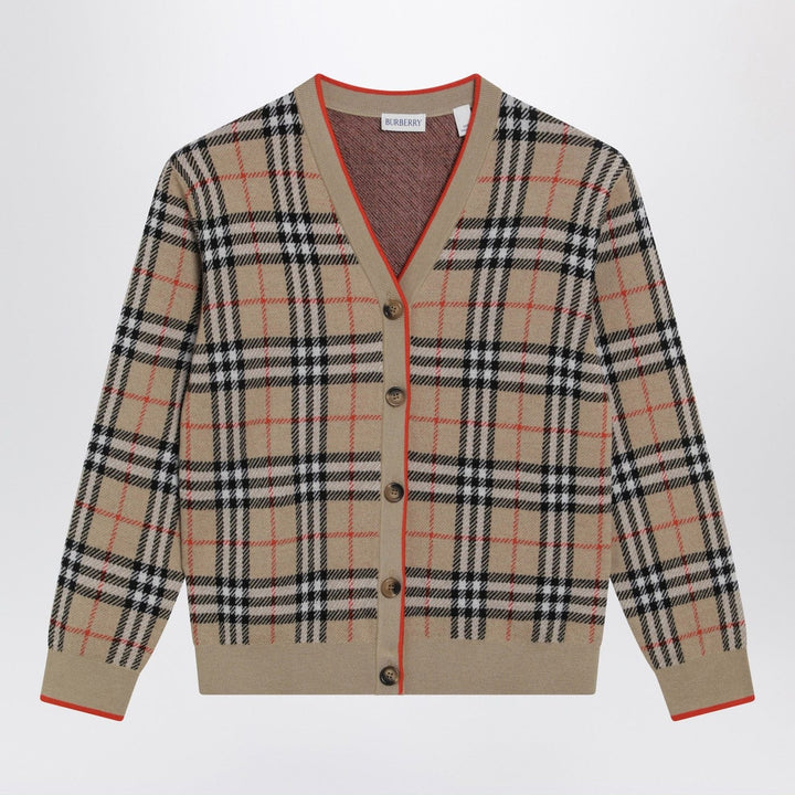 Shirts &amp; Tops 10 Burberry - Beige wool cardigan with Check motif Brand
