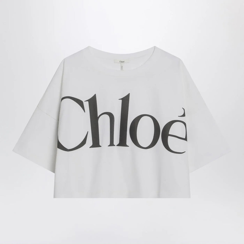 Chloé - White boxy T-shirt with logo print Brand Shirts & Tops XS