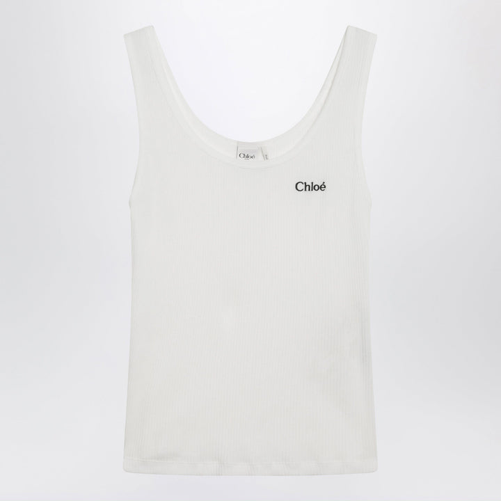 Shirts &amp; Tops Chloé - White ribbed tank top with logo Brand