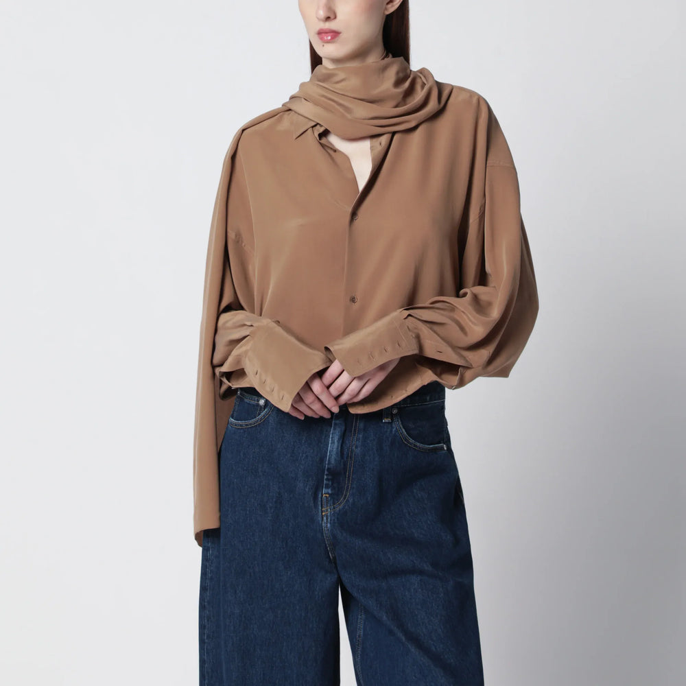 DARKPARK - Oversized Georgia silk shirt in tobacco color Brand Shirts & Tops M