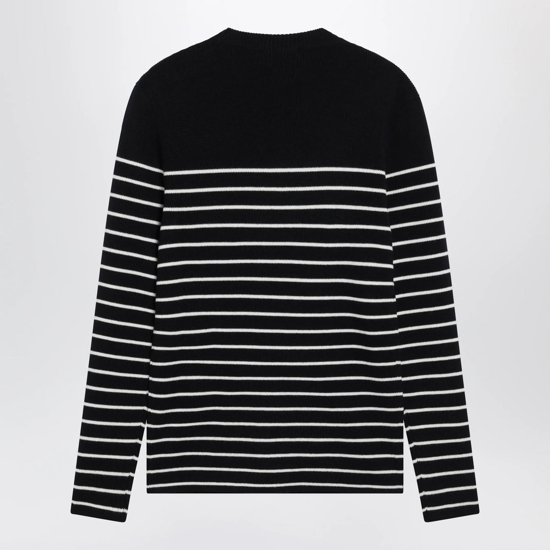 Dolce&amp;Gabbana - Blue/White Striped Wool Sweater with Buttons Brand Shirts &amp; Tops