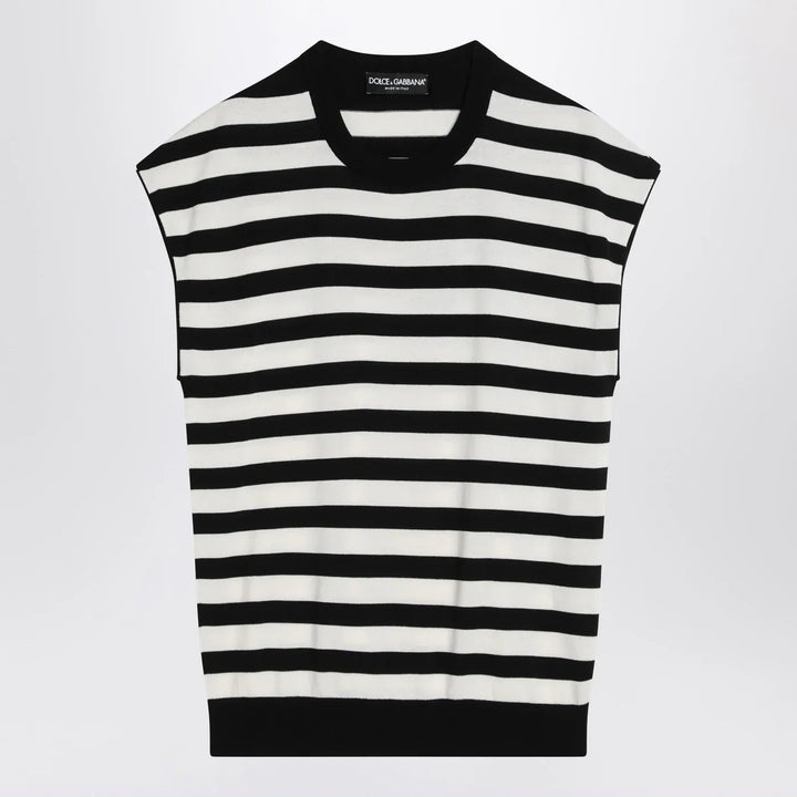 Dolce&amp;Gabbana - Sleeveless kimono-style striped sweater Brand Shirts &amp; Tops 46 IT