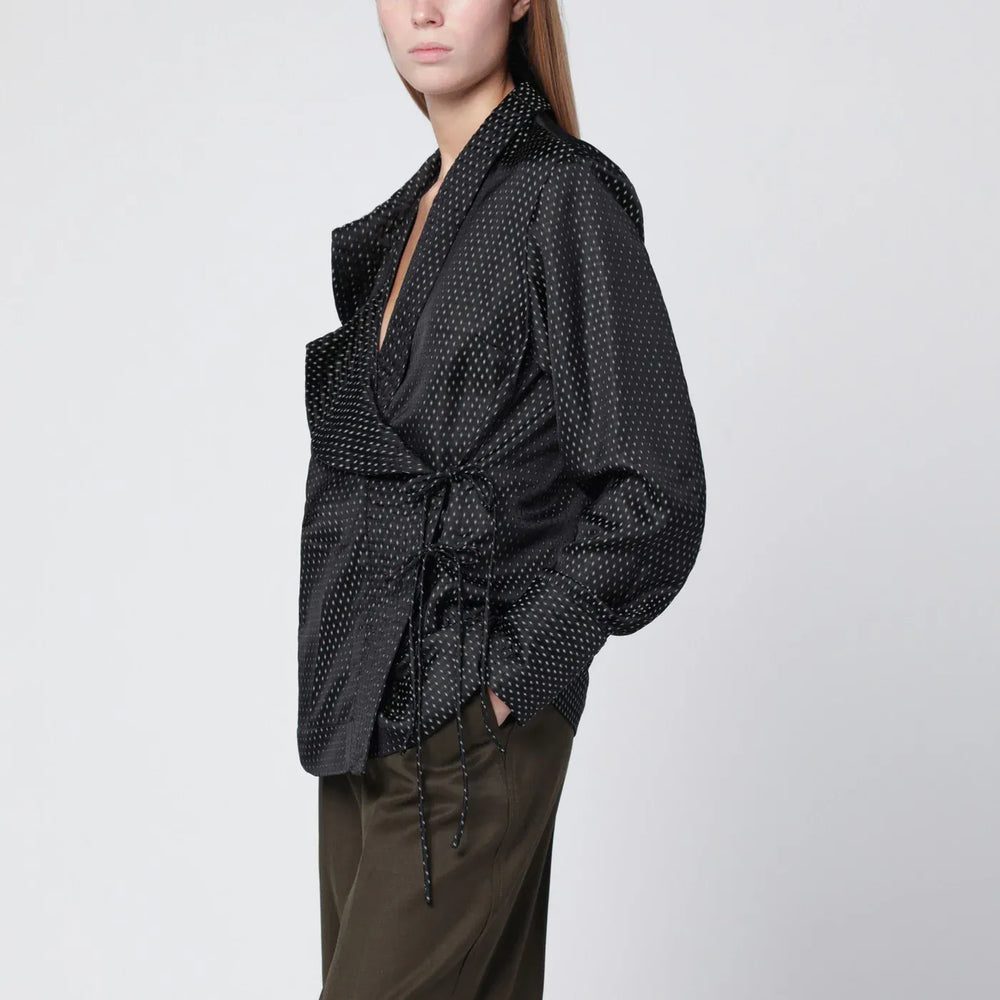 Dries Van Noten - Black wrap shirt with jacquard texture Brand Shirts & Tops M