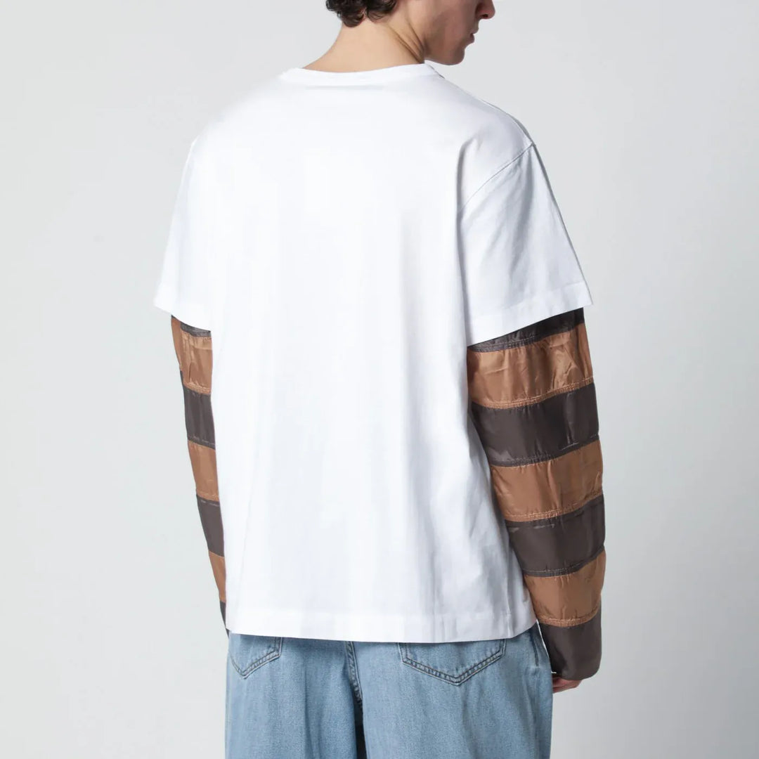 Dries Van Noten - White T-shirt with striped sleeves Brand Shirts &amp; Tops
