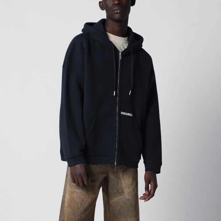 Dsquared2 - Zip-up hoodie in stretch cotton, blue Brand Shirts &amp; Tops XL