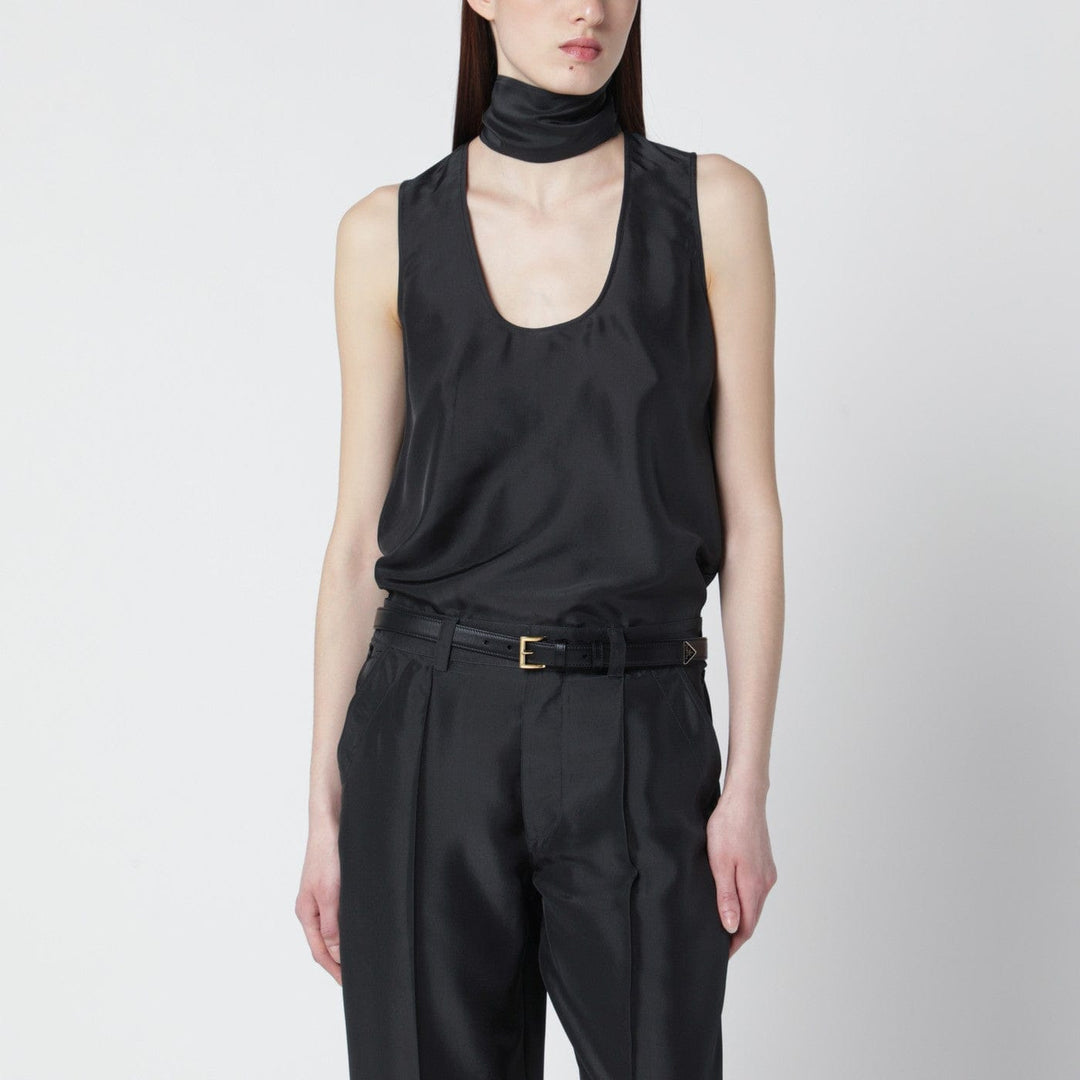 Shirts & Tops Durazzi Milano - Dark grey silk tank top with scarf Brand