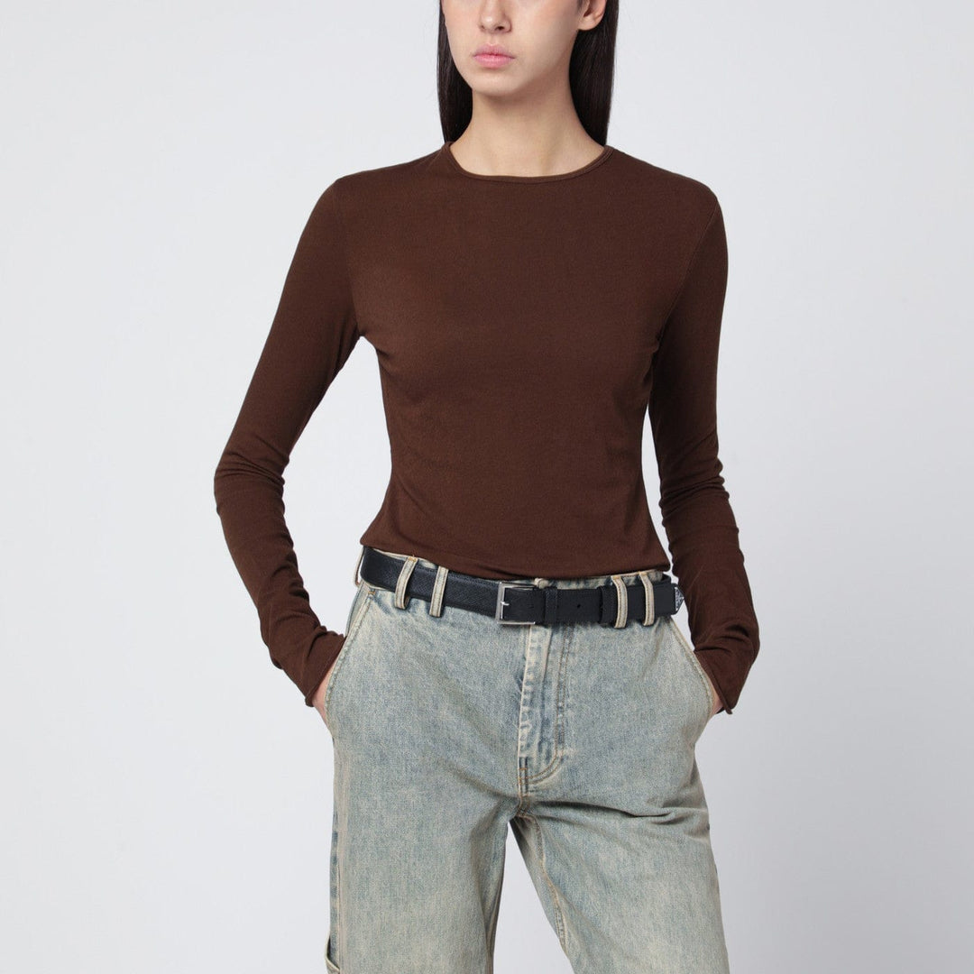 Shirts &amp; Tops Entire Studios - Brown crewneck cotton-blend top Brand
