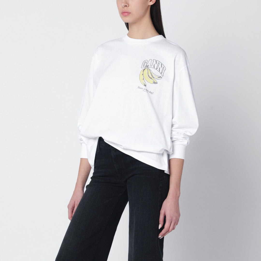 Shirts & Tops GANNI - White knit top with logo print Brand