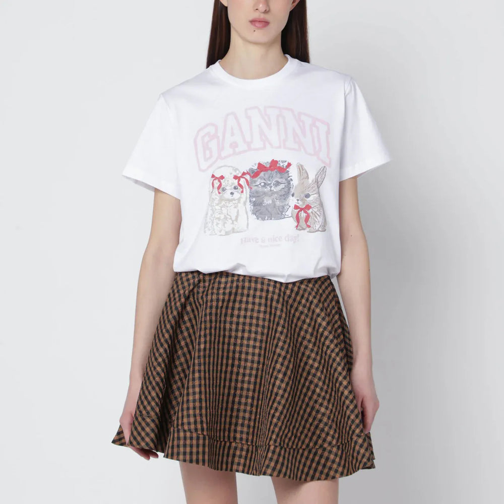 GANNI - White T-shirt with logo print Brand Shirts & Tops M