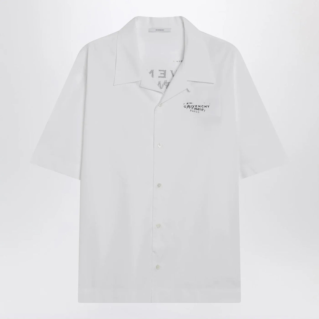 Givenchy - White poplin shirt with logo print Brand Shirts &amp; Tops 40 IT