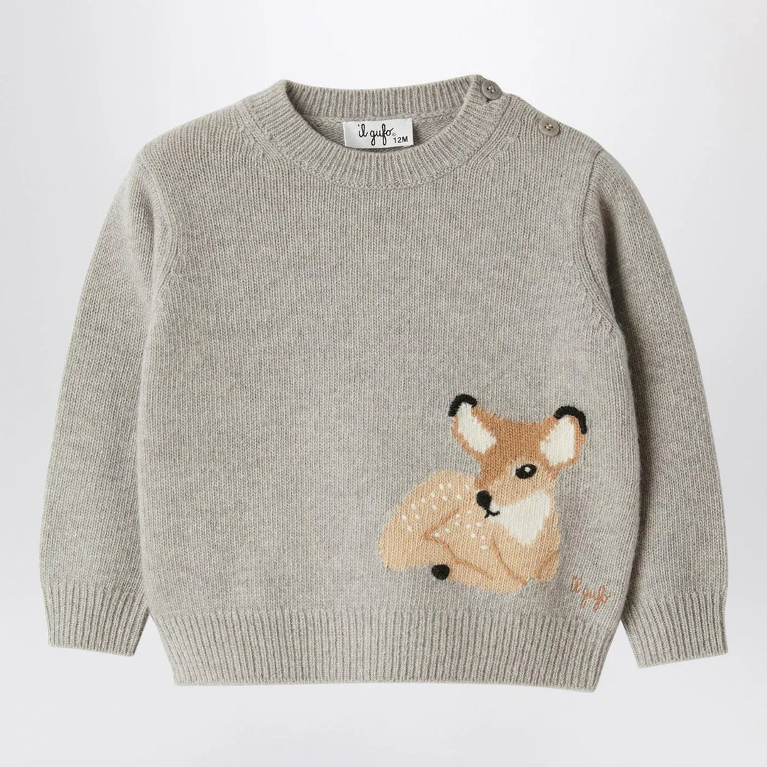 Il Gufo - Grey mélange wool jumper Brand Shirts &amp; Tops 12