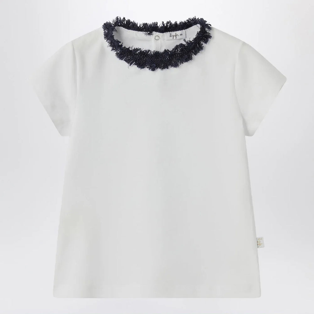 Il Gufo - White T-shirt with frayed neckline Brand Shirts & Tops 12