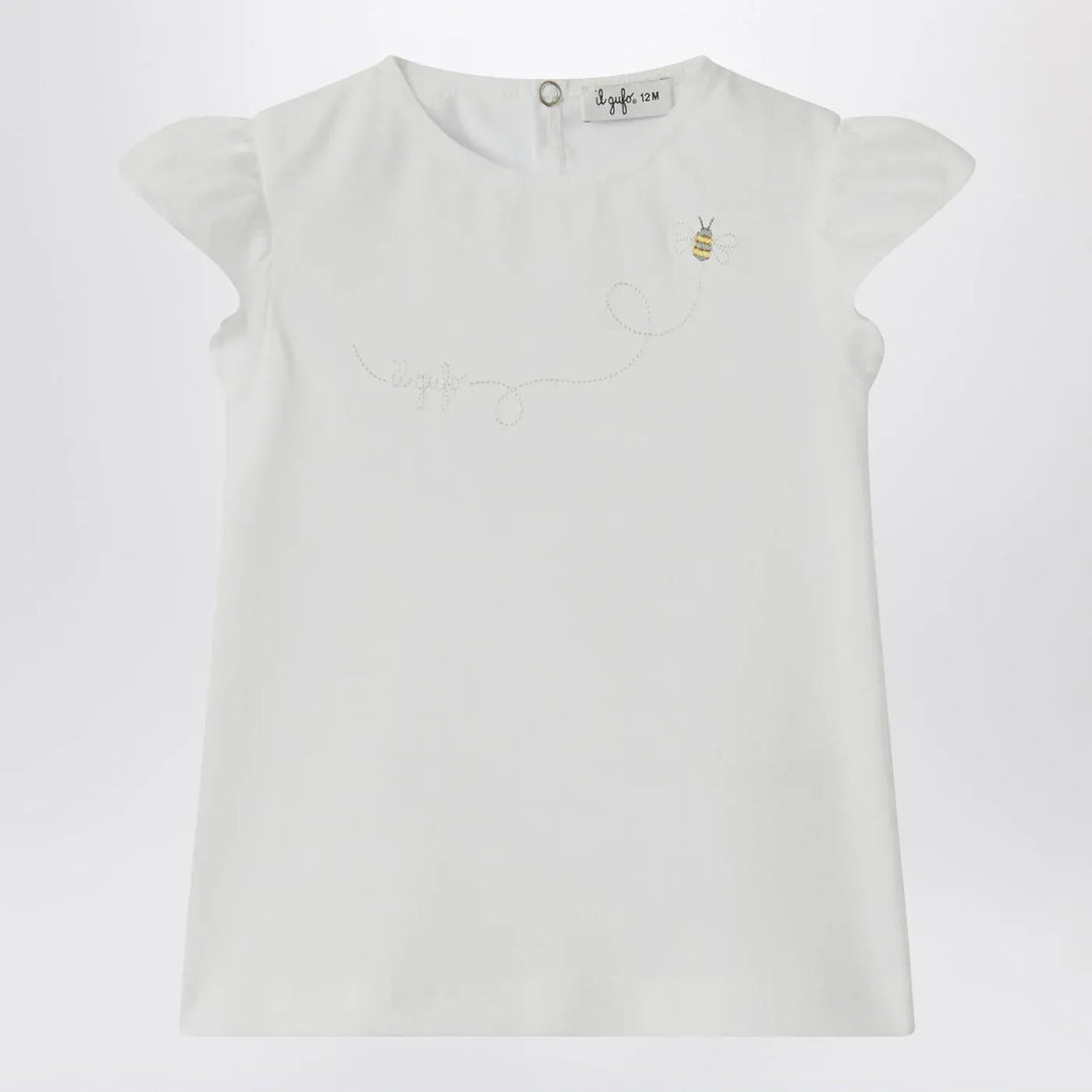 Il Gufo - White T-shirt with ruffled sleeves Brand Shirts &amp; Tops 9